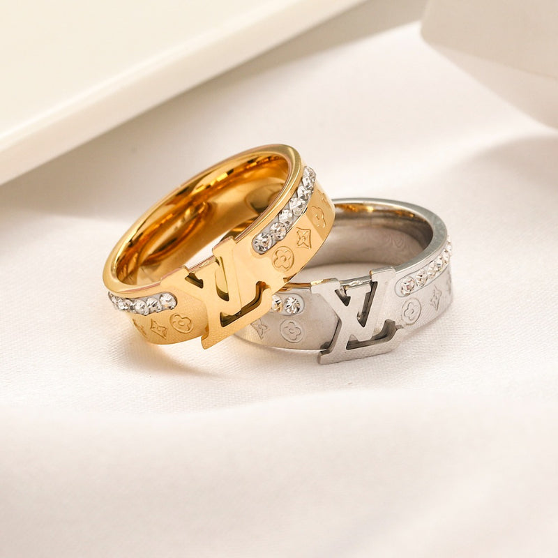Copper Zirconium Real Gold Plated Ring,Rings Collection、L*V  Series