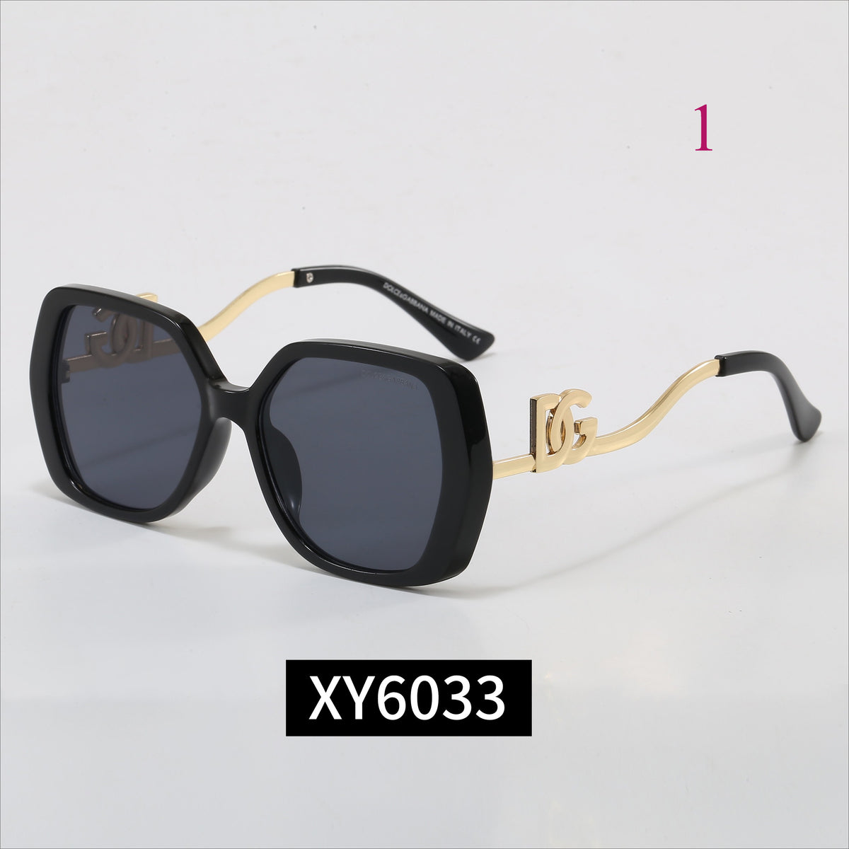 Oversized Rounded Sunglasses with Metal Logo Temples