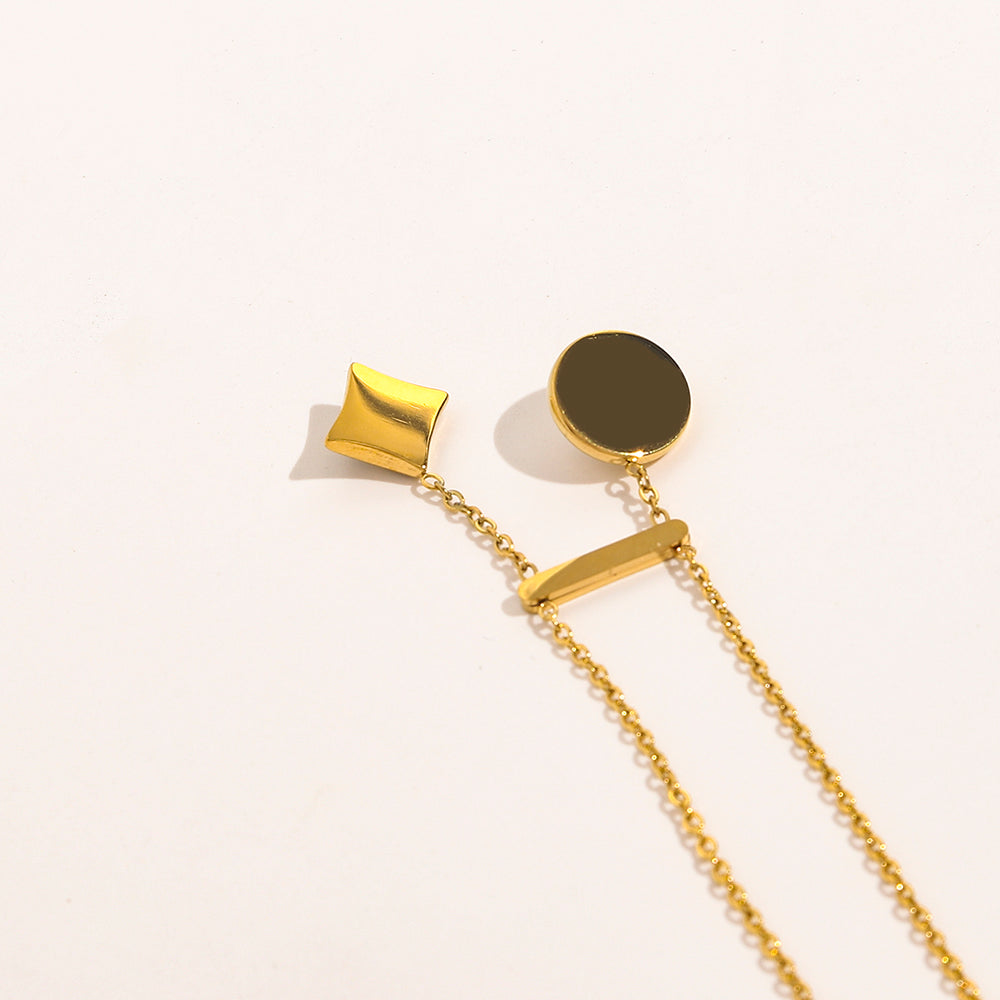 304 Stainless Steel Toggle Bar & Floral Charm Necklace