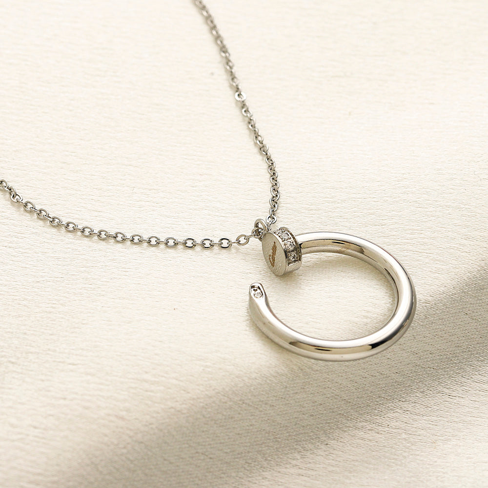 304 Stainless Steel Open-Ring Pendant Necklace