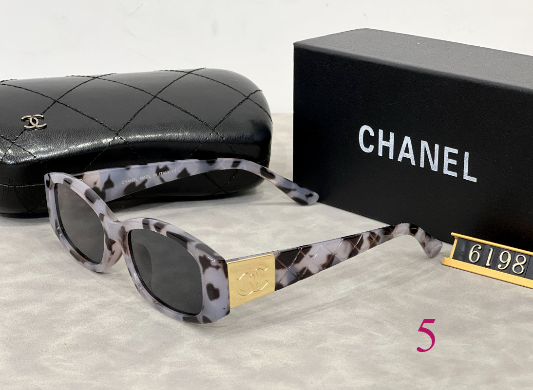 Narrow Oval Sunglasses with Metallic Temple Panels