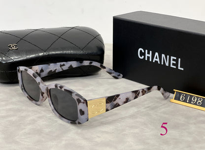 Narrow Oval Sunglasses with Metallic Temple Panels