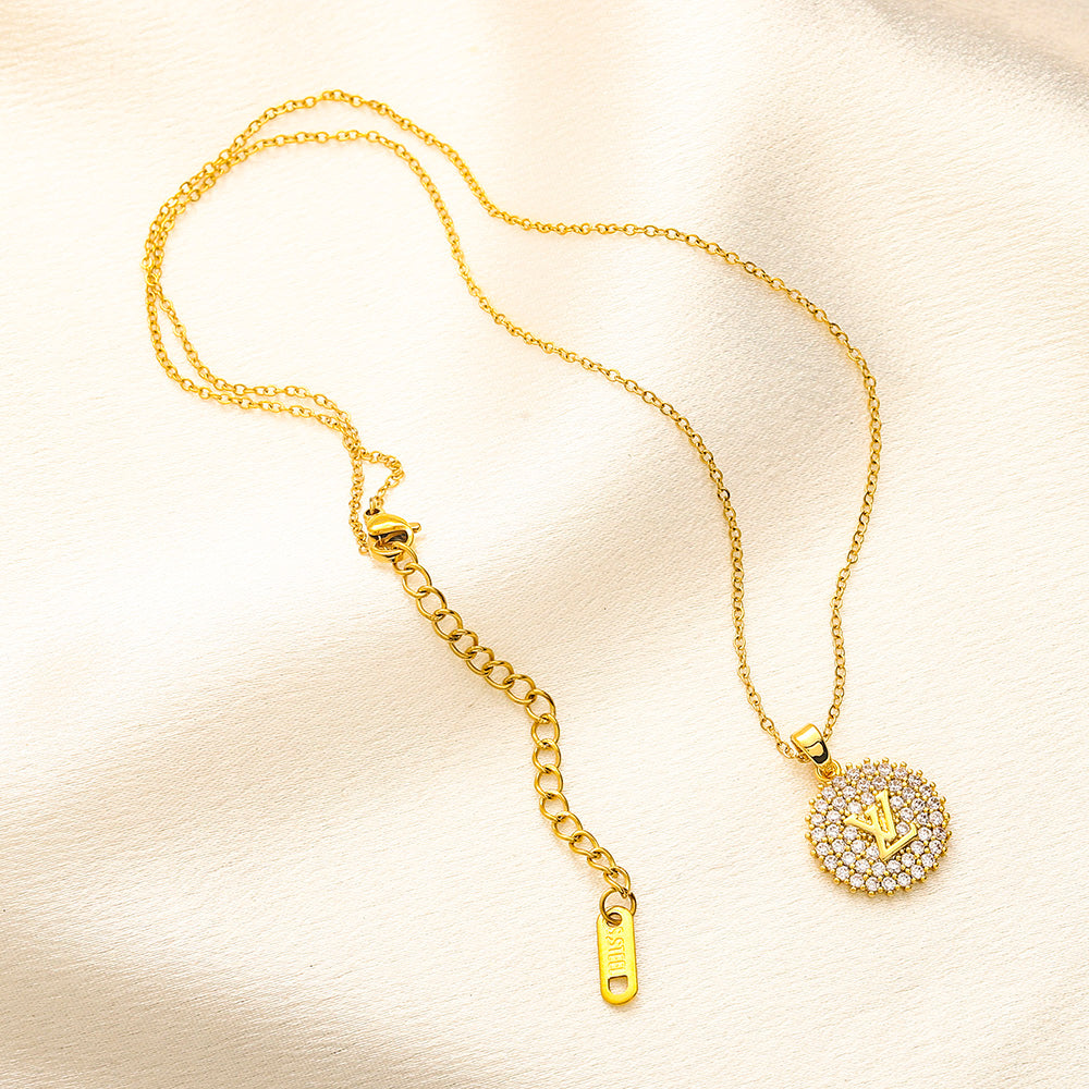 Copper Pave Floral Medallion Pendant Necklace
