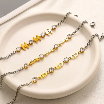 304 Stainless Steel Two-Tone Motif Chain Bracelet - Style Options
