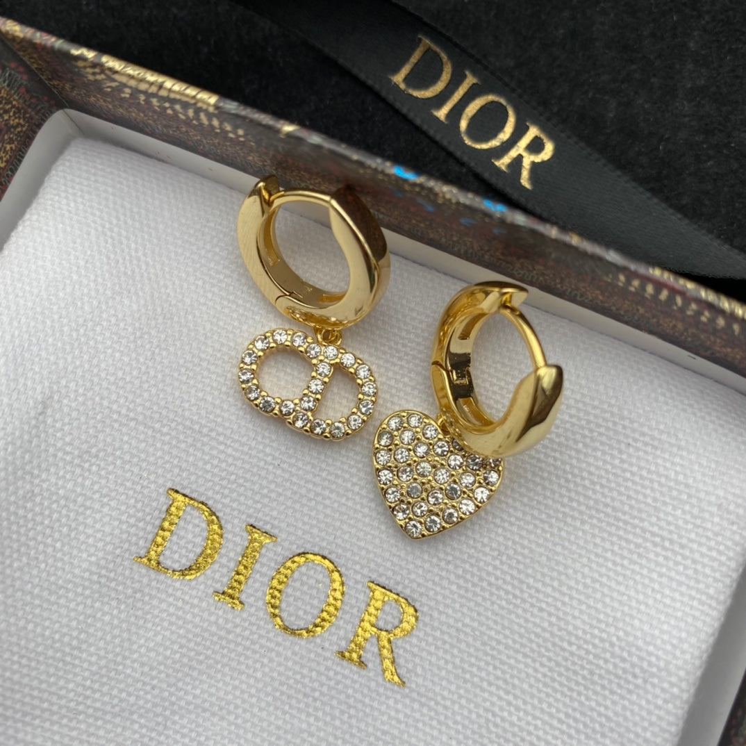 Asymmetric Heart & Oval Charm Hoop Earrings