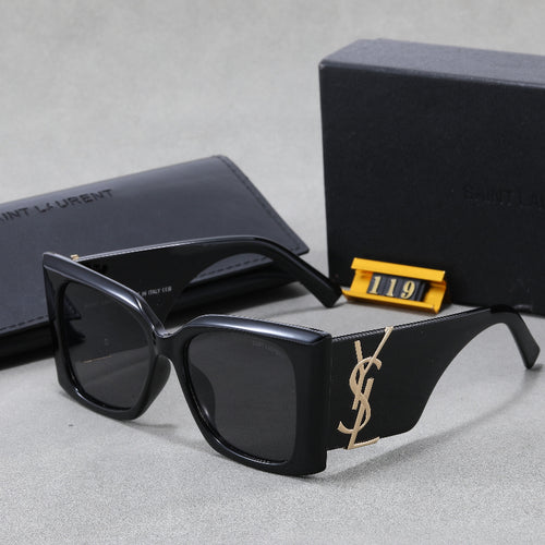 Square Cat-Eye Sunglasses with Monogram Temples