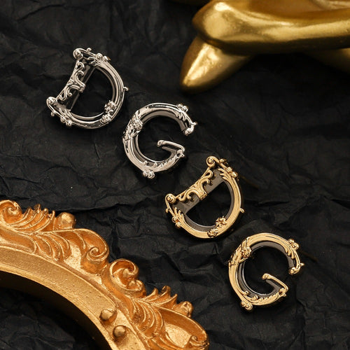 304 Stainless Steel Textured D & G Letter Stud Earrings