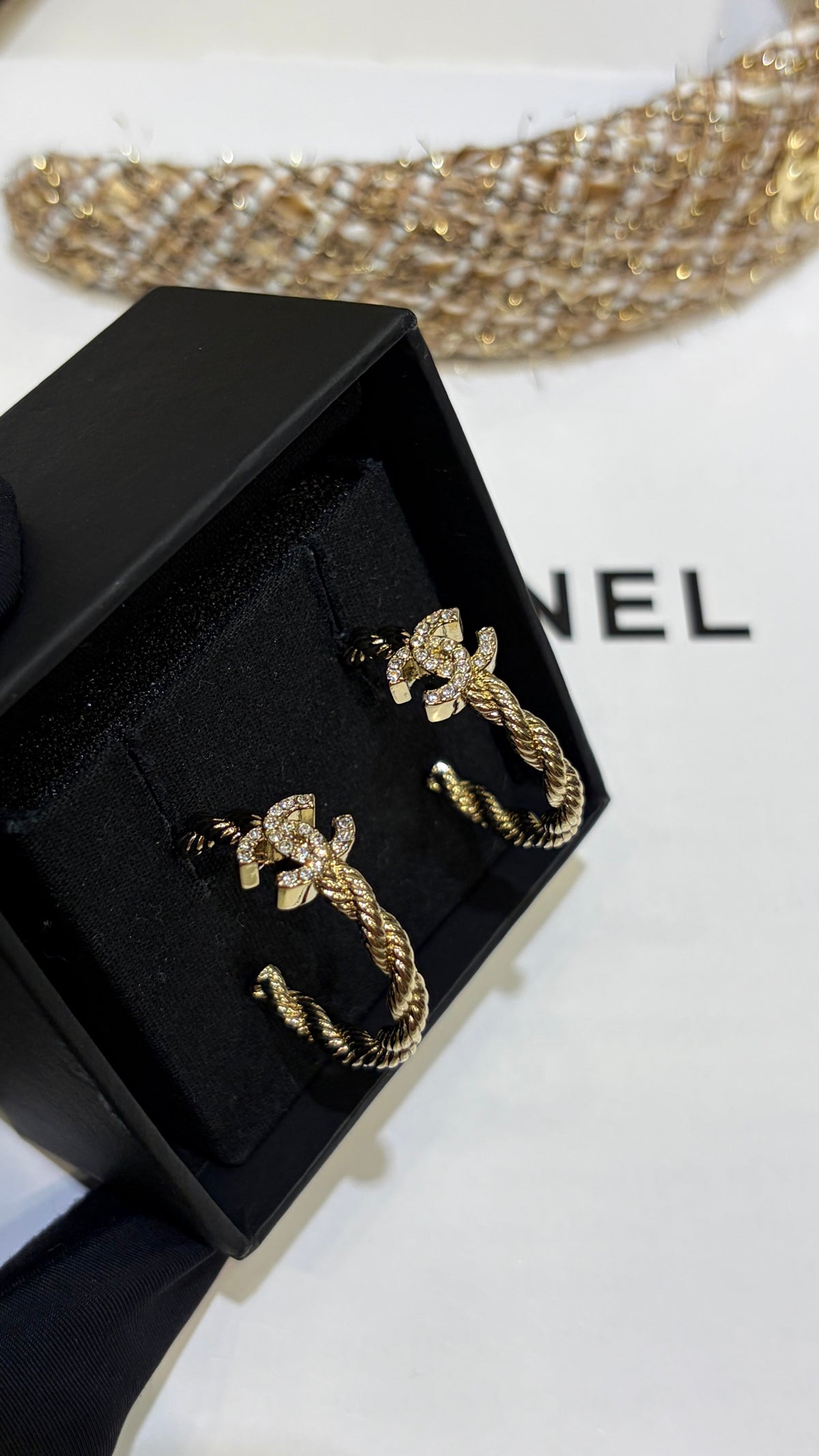 Braided Interlocking-C Hoop Earrings