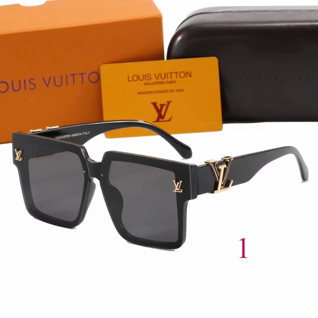Chunky Flat-Top Square Sunglasses with Logo Temples