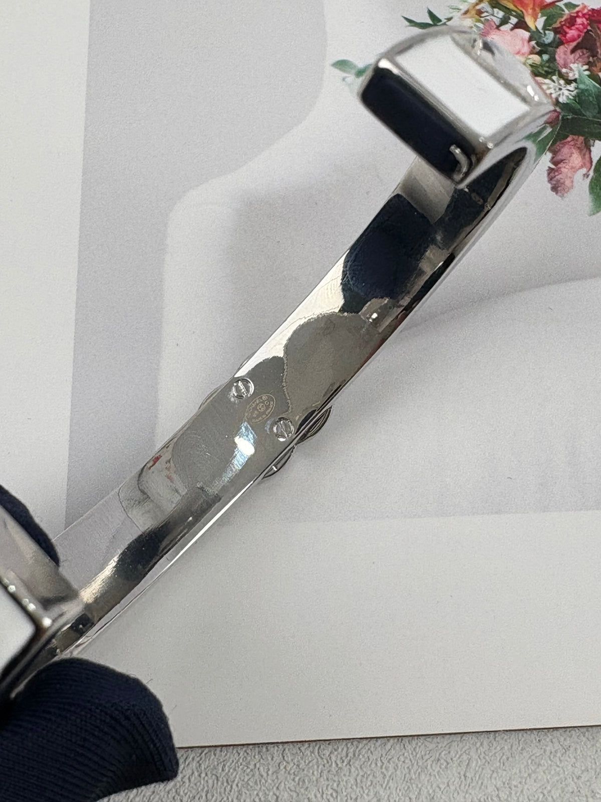 Raised Lettering Polished Cuff Bracelet