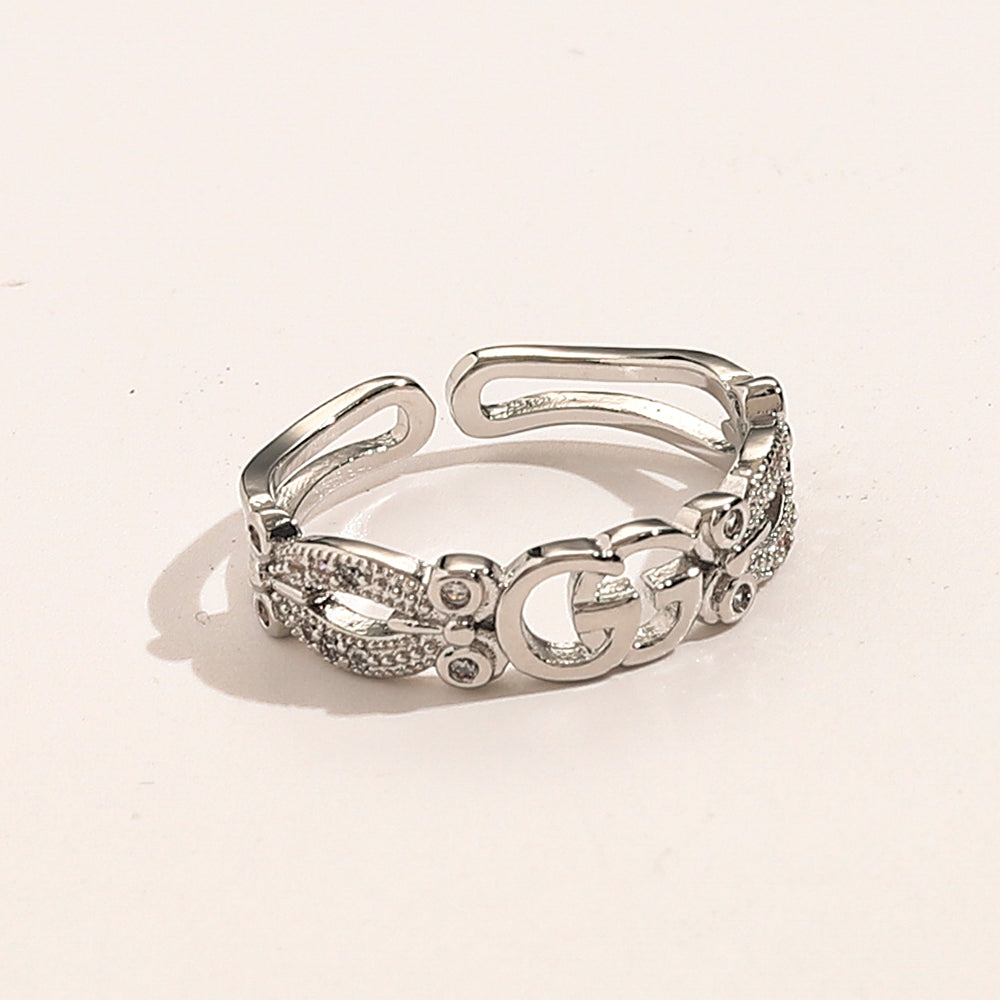 Copper Zirconium Real Gold Plated Ring,Rings Collection、GU*CI  Series