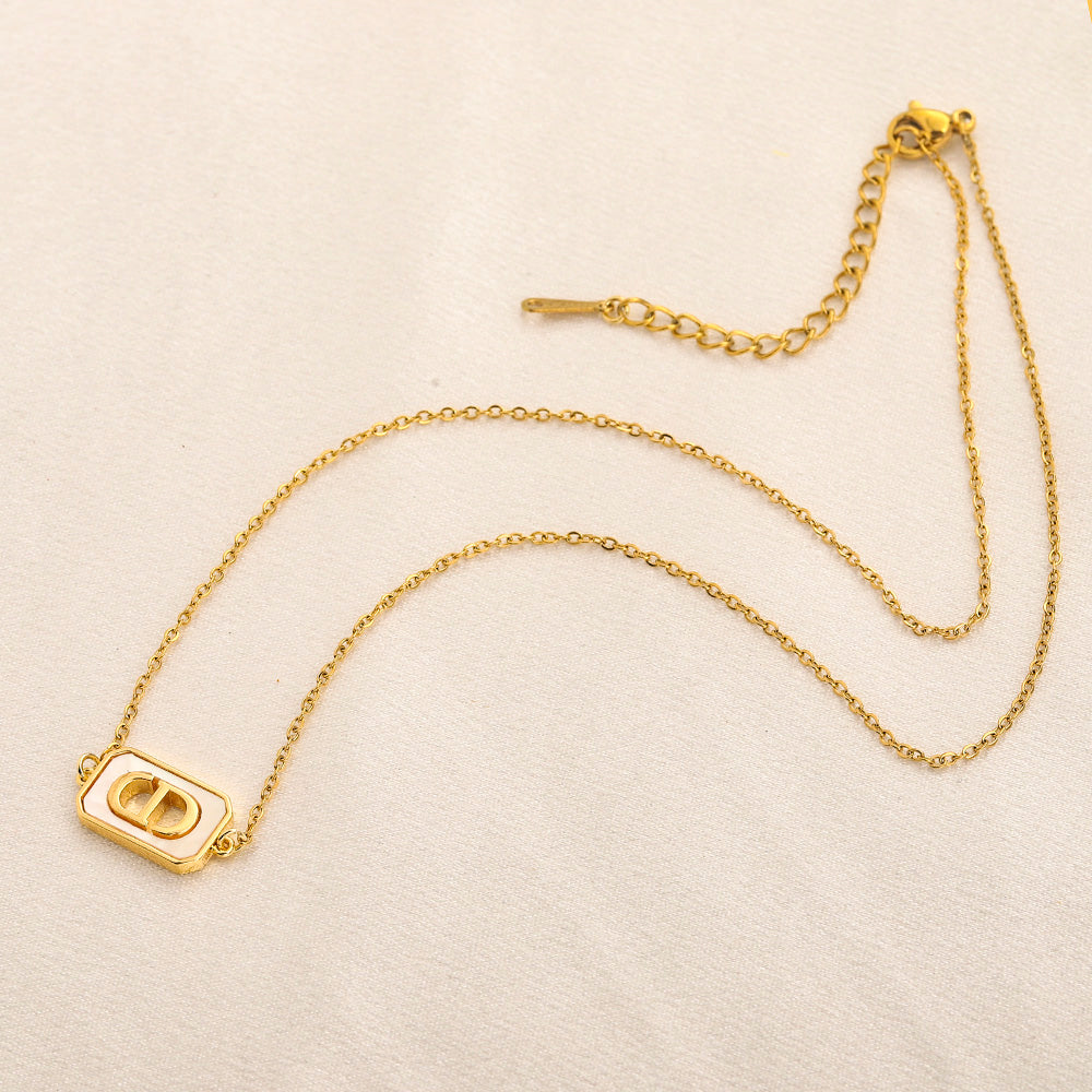 Copper Rounded Rectangle Monogram Pendant Necklace