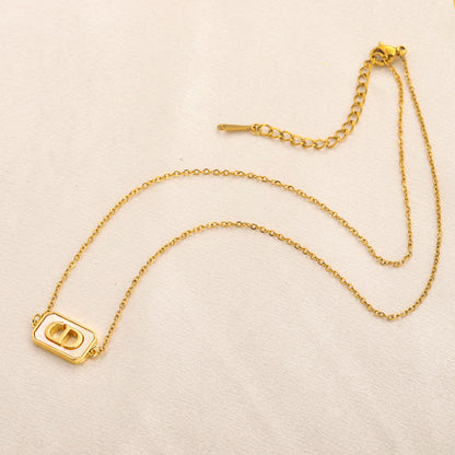 Copper Rounded Rectangle Monogram Pendant Necklace