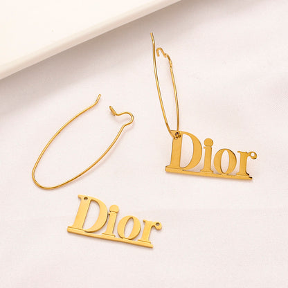 304 Stainless Steel Long Letter Drop Earrings