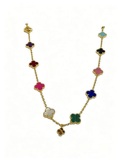 Multicolor Quatrefoil Station Necklace