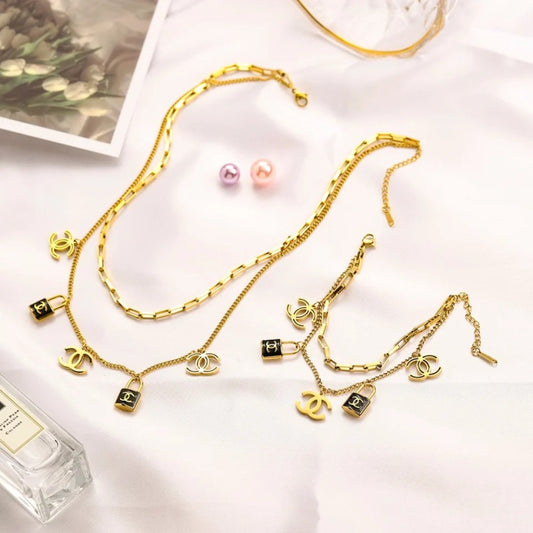 304 Stainless Steel Layered Chain & Charm Bracelet & Necklace - Individual or Set