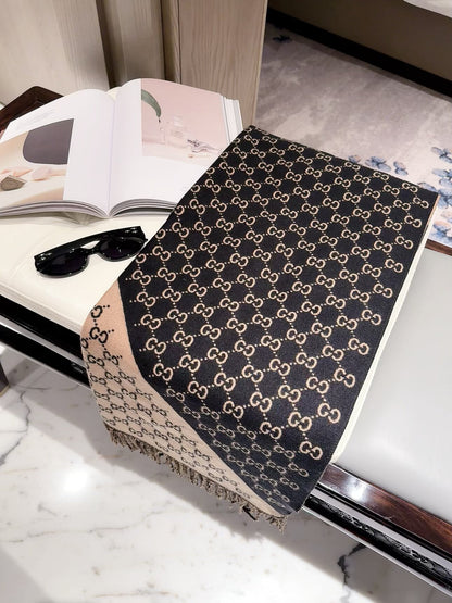 Diagonal Colorblock Monogram Scarf