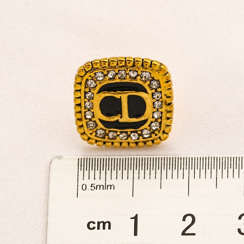 Alloy Black Square Pave-Edge Stud Earrings