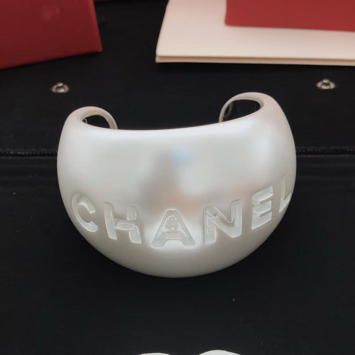 White Wide Letter Cuff Bracelet