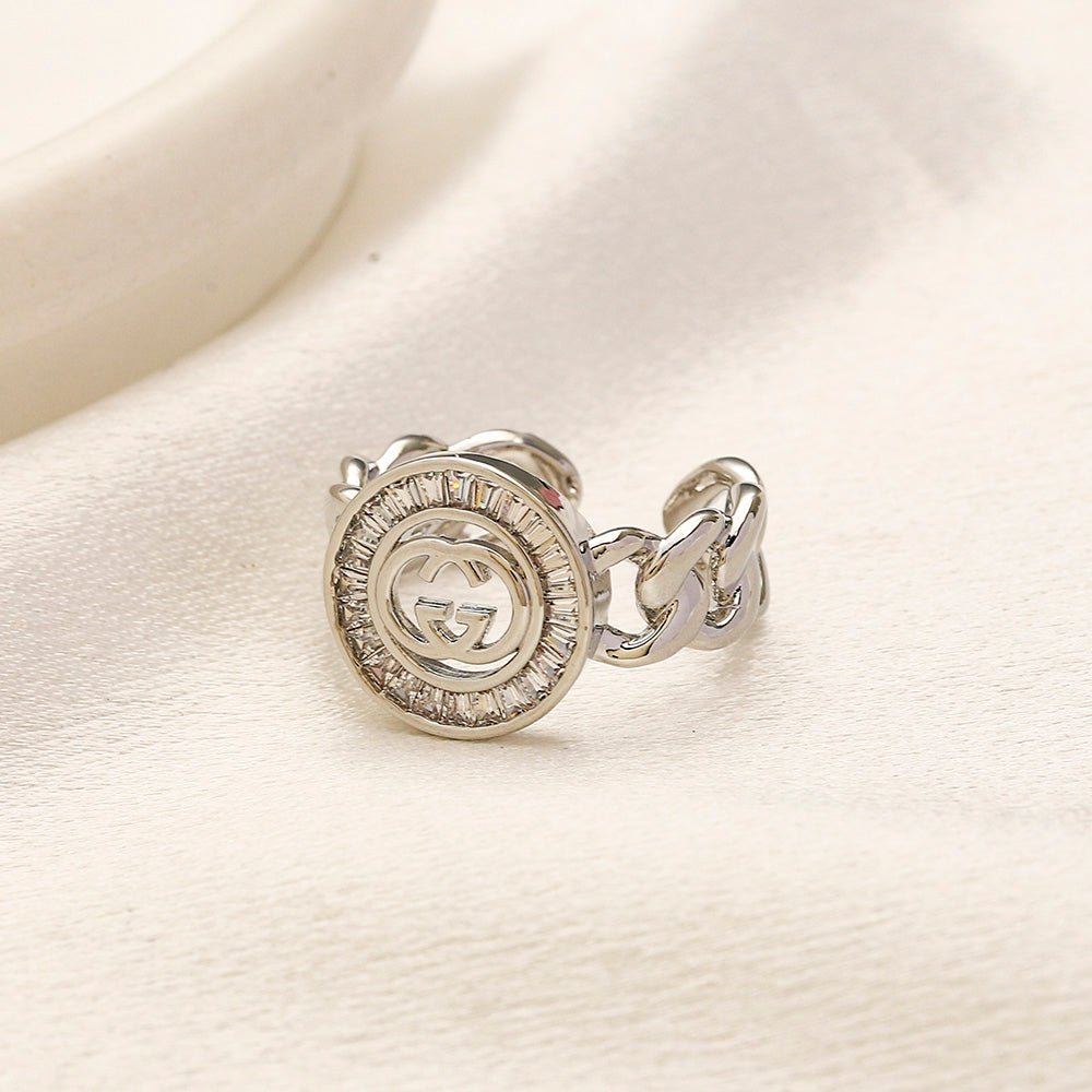 Anello placcato oro vero in rame e zirconio