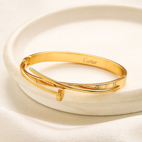 304 Stainless Steel Polished Nail Wrap Bangle Bracelet
