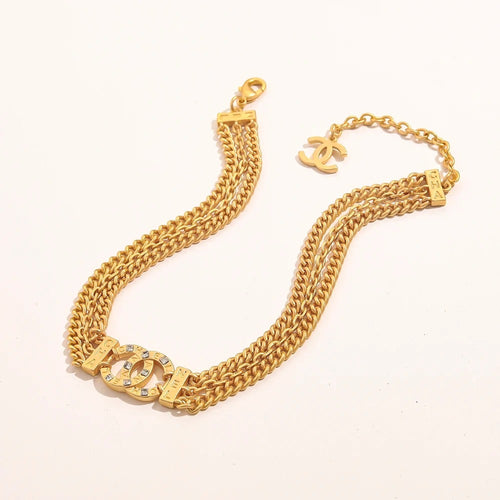 Alloy Wide Mesh Chain Necklace with Pave Clasp