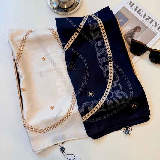 Chain Border Monogram Square Scarf - 90 x 90 cm