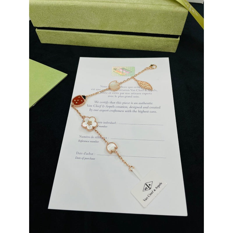 Ladybug & Flower Chain Bracelet