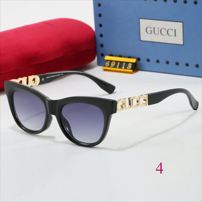 Soft-Square Sunglasses with Decorative Metal Temples