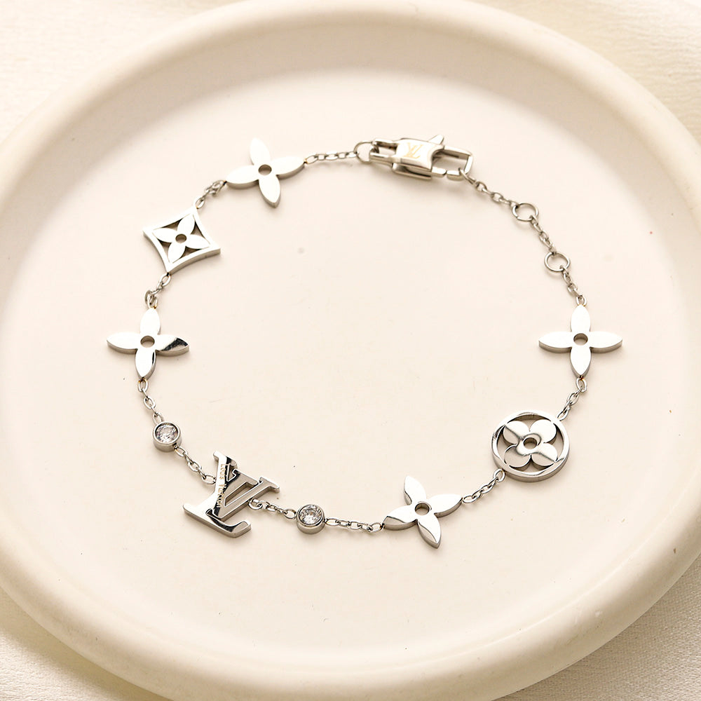 Set di collana e braccialetto in acciaio inossidabile 304 con logo stampato