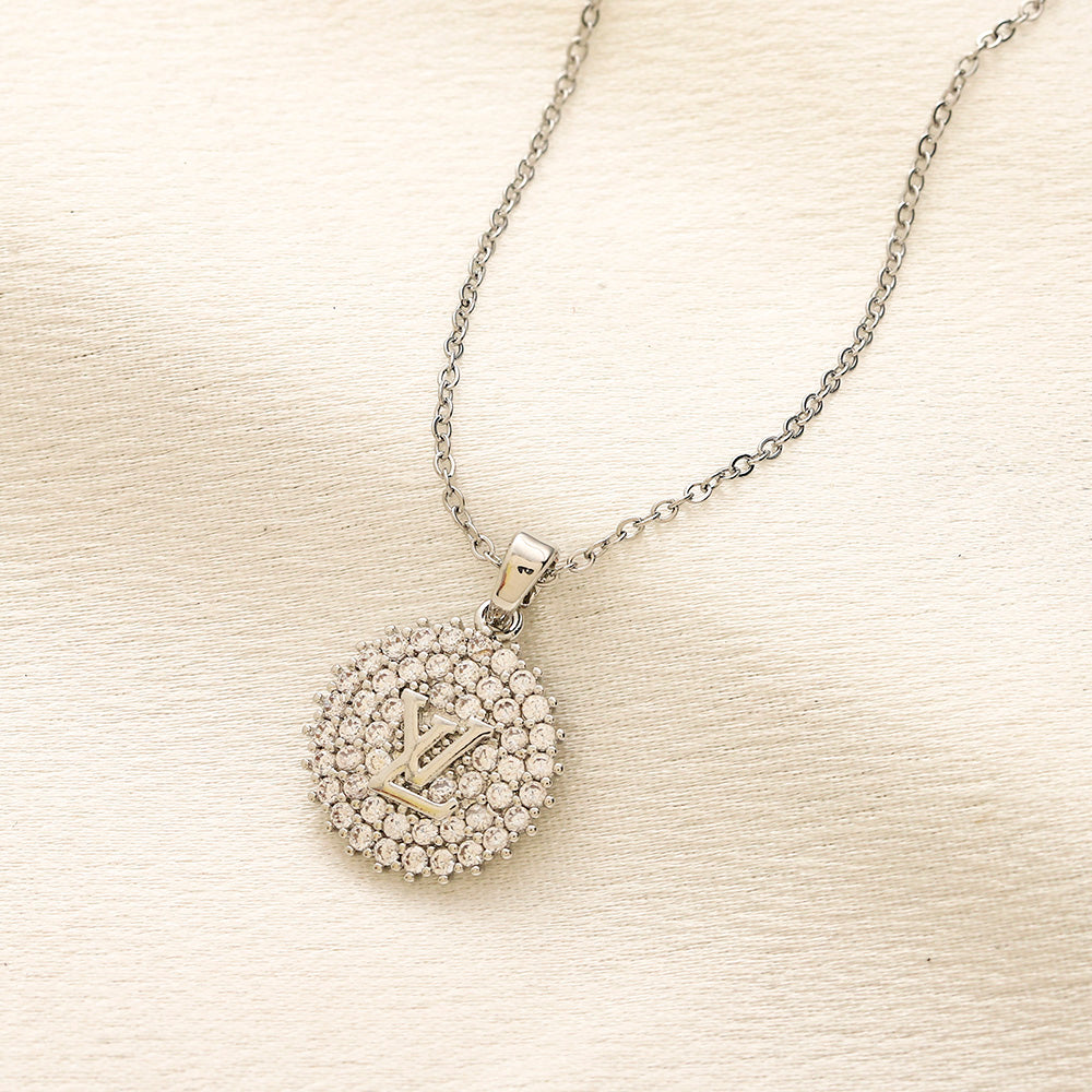 Copper Pave Floral Medallion Pendant Necklace