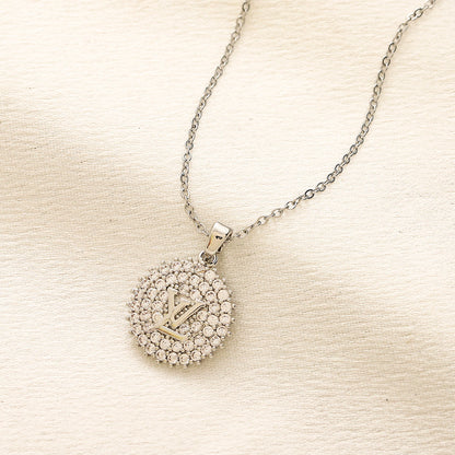 Copper Pave Floral Medallion Pendant Necklace