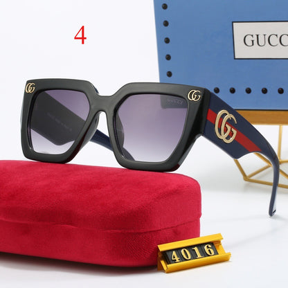 Geometric Square Sunglasses with Striped Temples