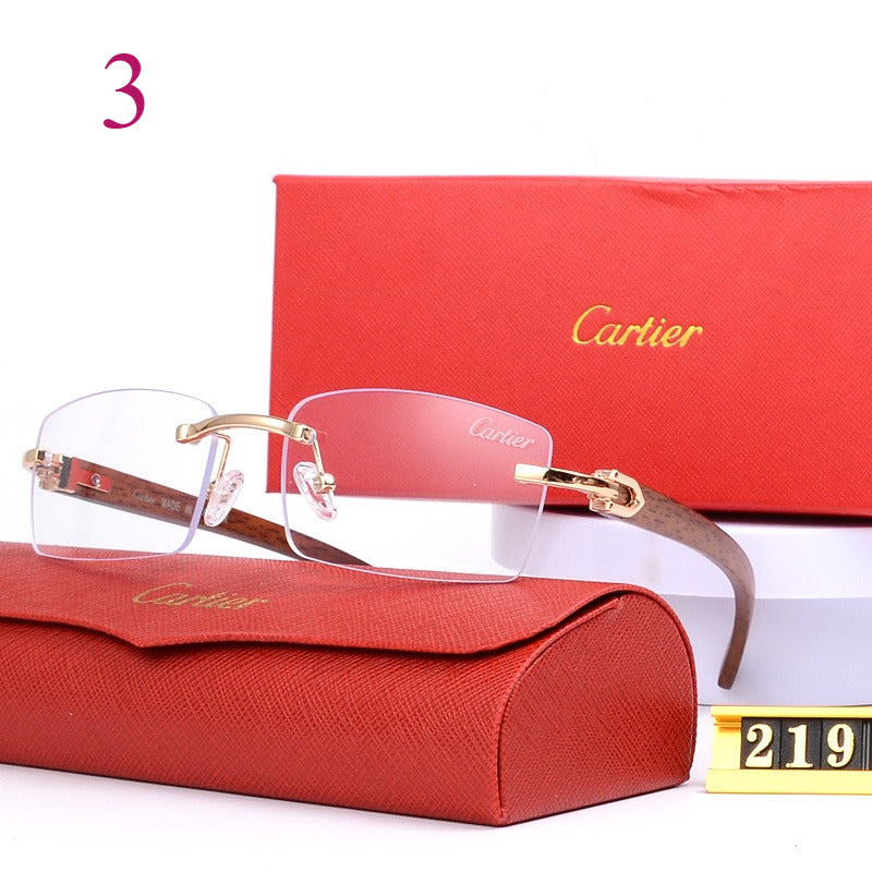 Rimless Sunglasses with Curved Metallic Temple Accents