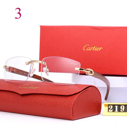 Rimless Sunglasses with Curved Metallic Temple Accents