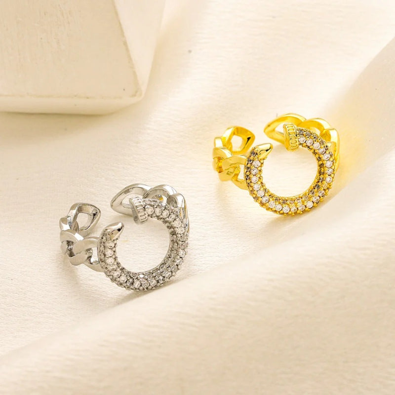 Anello placcato oro vero in rame e zirconio