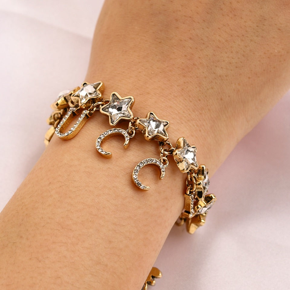 Alloy Star-Link Letter Charm Bracelet