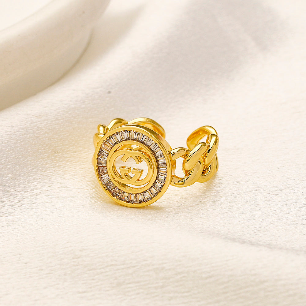 Anello placcato oro vero in rame e zirconio