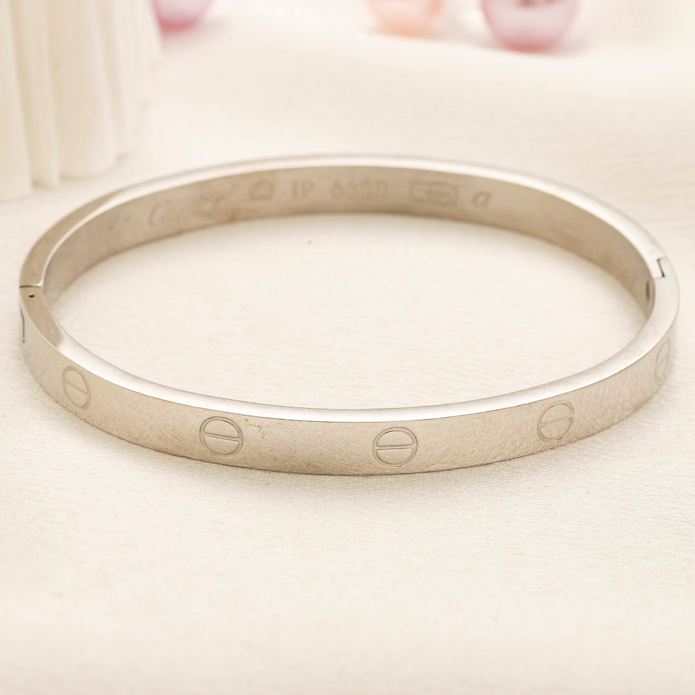 304 Stainless Steel Screw-Motif Band Bangle Bracelet