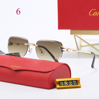 Geometric Rimless Sunglasses with Double Bridge