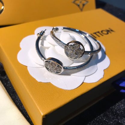 Round Floral-Accent Hoop Earrings