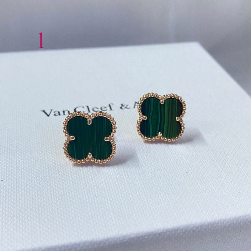 Beaded-Edge Quatrefoil Stud Earrings