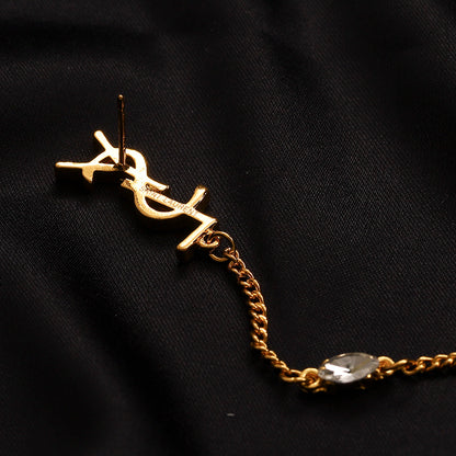 Alloy Monogram Spike Chain Dangle Earrings