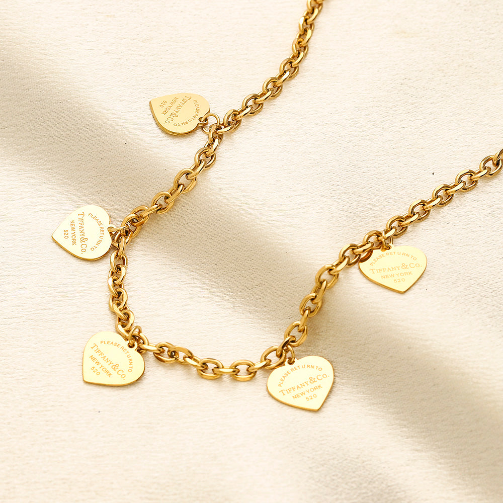 304 Stainless Steel Heart Station Bracelet & Necklace - Individual or Set