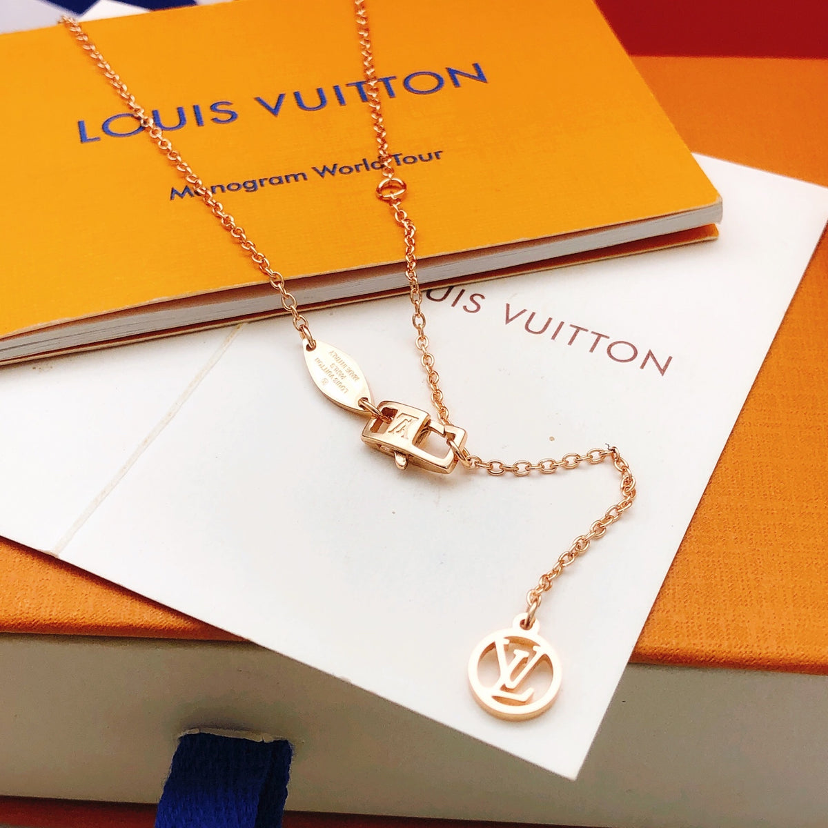Monogram & Floral Square Drop Necklace