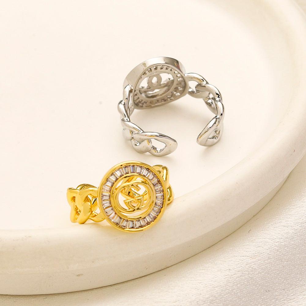 Anello placcato oro vero in rame e zirconio