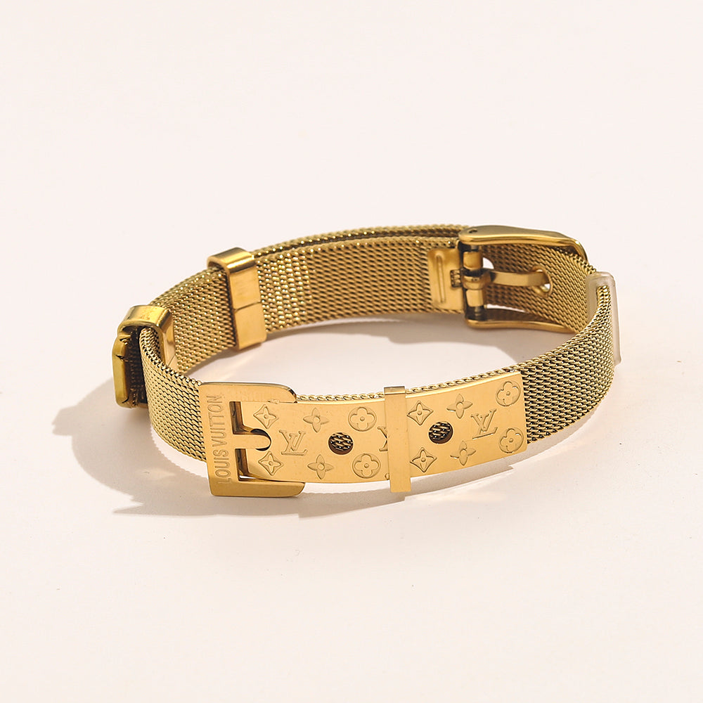 304 Stainless Steel Mesh Rectangular-Clasp Bracelet