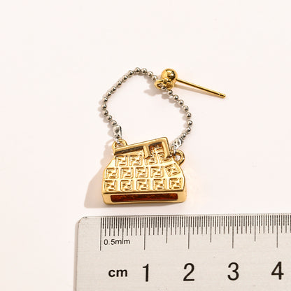 304 Stainless Steel Handbag Charm Chain Drop Earrings