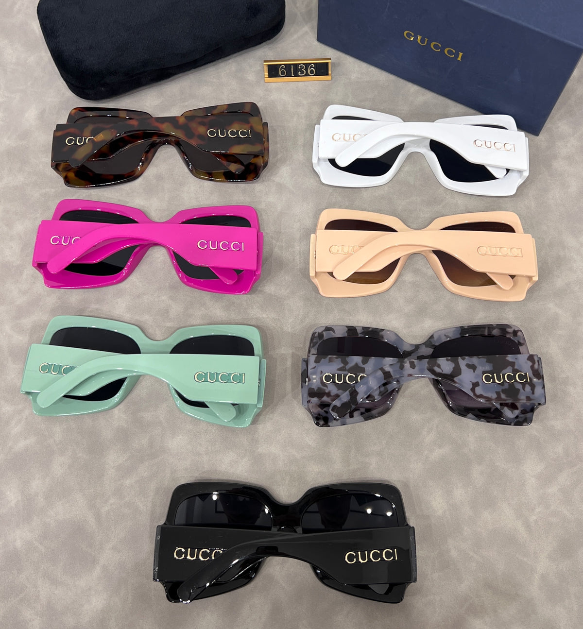 Oversized Butterfly Sunglasses with Broad Logo Temples