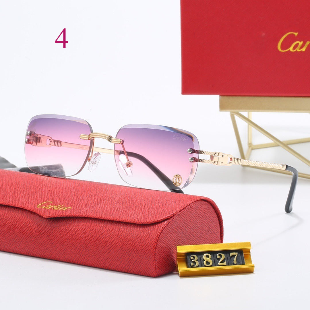 Geometric Rimless Sunglasses with Double Bridge